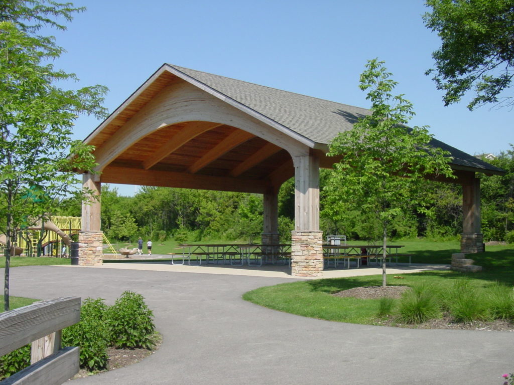 Custom wood arch pavilion